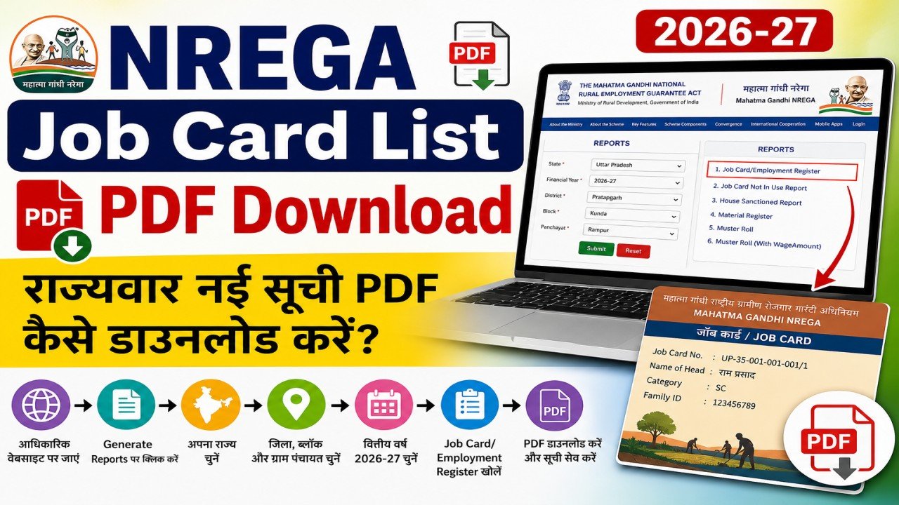 NREGA Job Card List PDF Download 2026 : राज्यवार नई सूची PDF कैसे डाउनलोड करें?